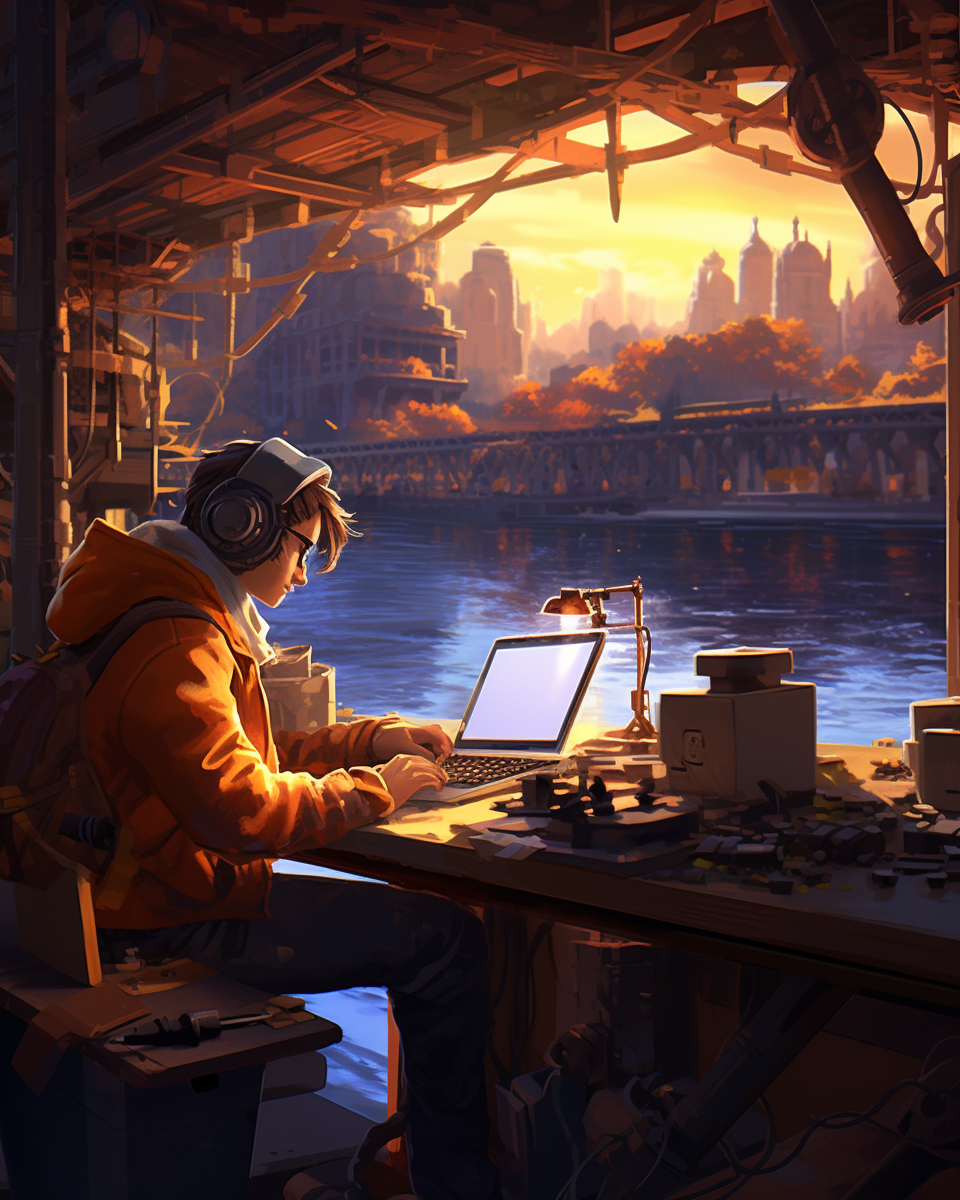 4. Image of a nerdy engineer working under a bridge