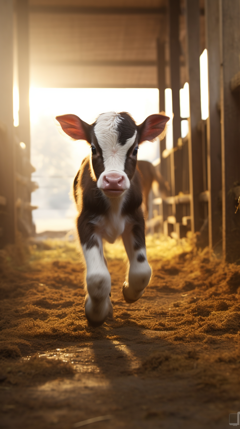 4. Energetic calf in stall