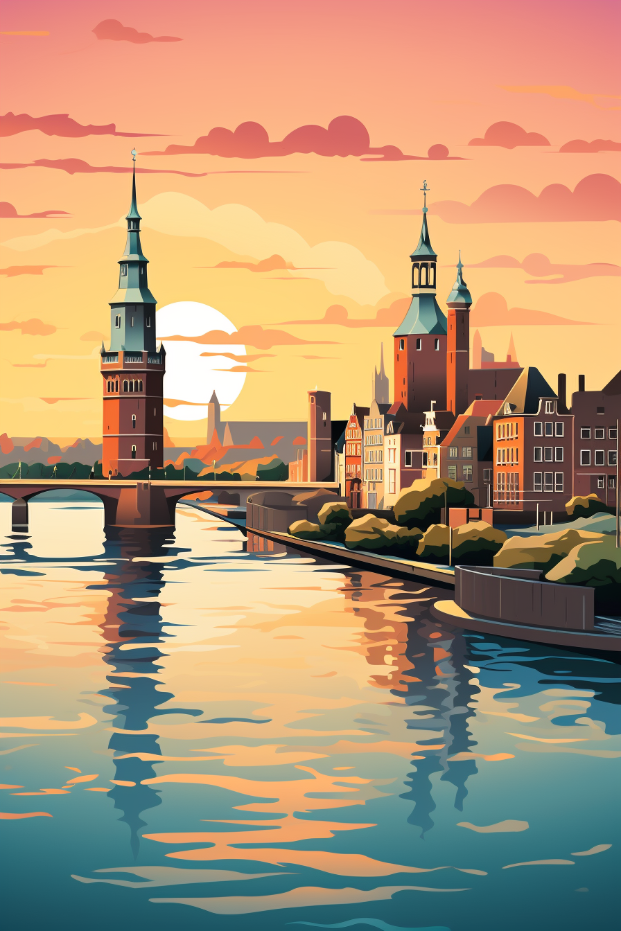 4. Vector art of Nijmegen cityscape