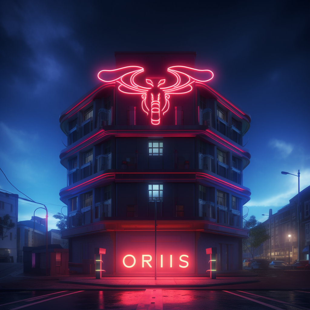 4. Neon sign on city building