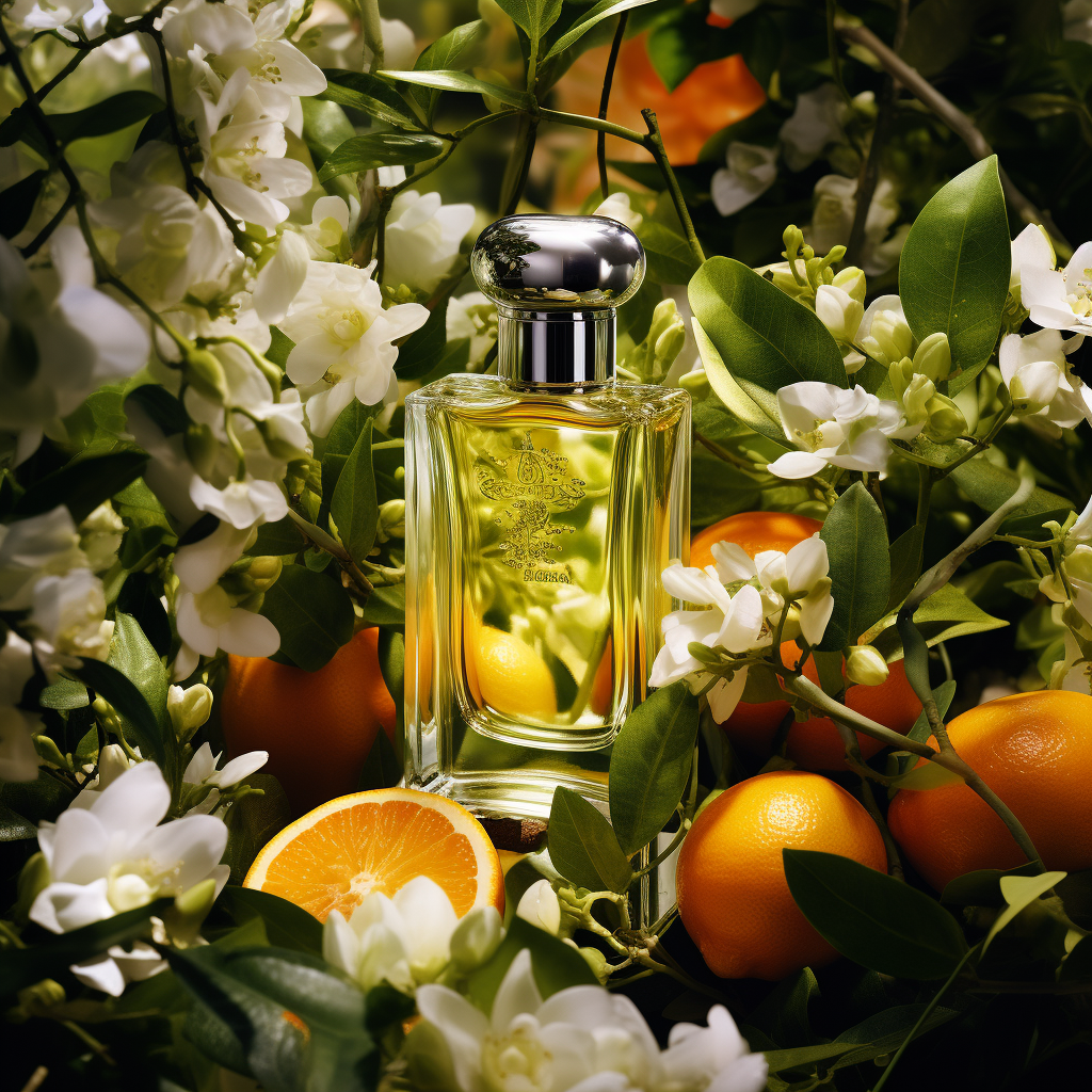 4. Fragrant symphony of perfume amidst jasmine vines and citrus grove