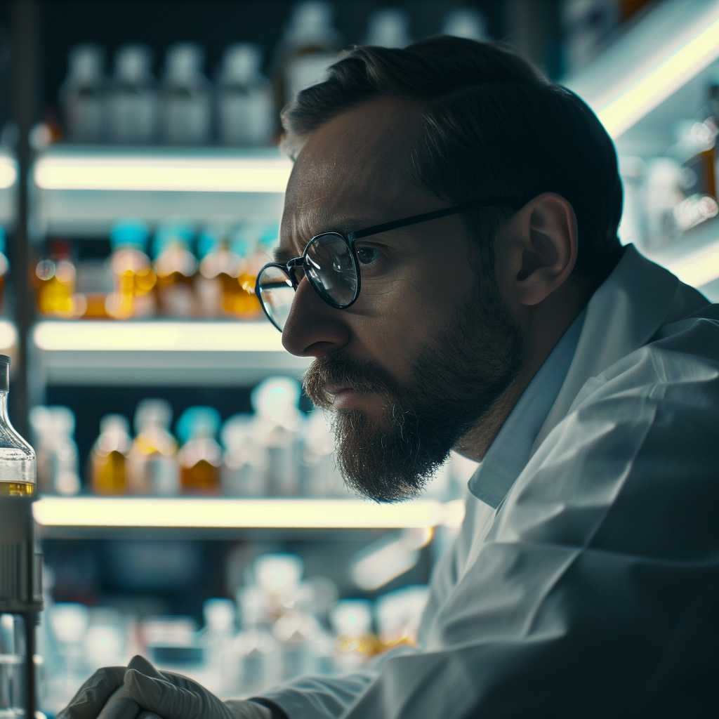 4.  Pharmacist in Lab Creating New Medicine Formula