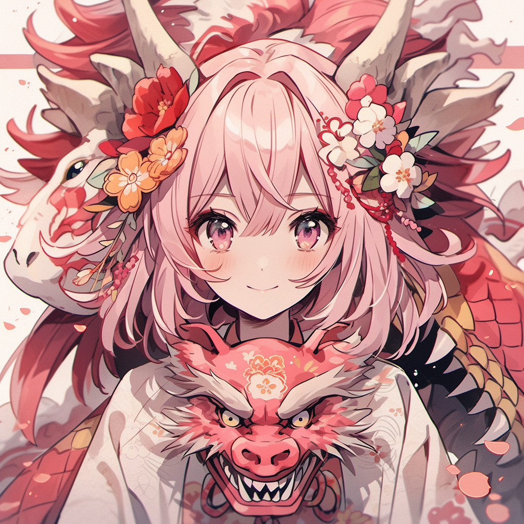 4. Beautiful pink dragon girl with magical powers