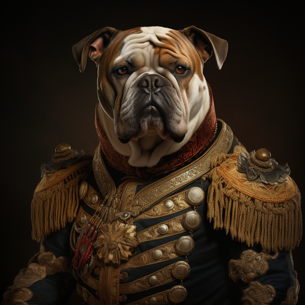 4. Bull dog in Renaissance military uniform