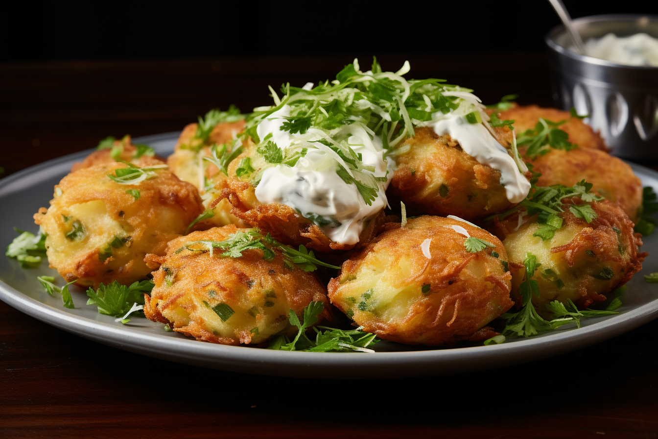 4. Crispy golden-brown clam cake with briny goodness.