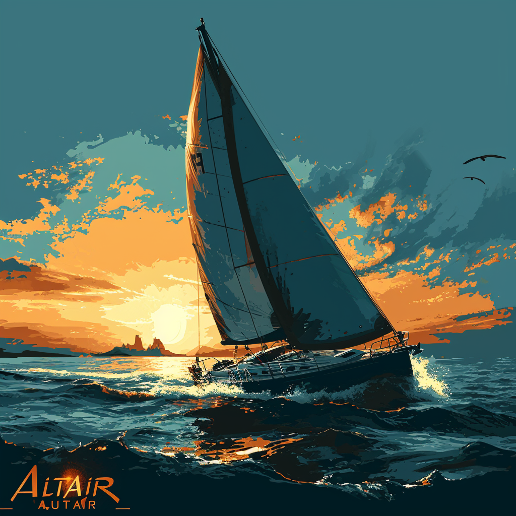 4. Sailboat business logo with text  ALATAIR