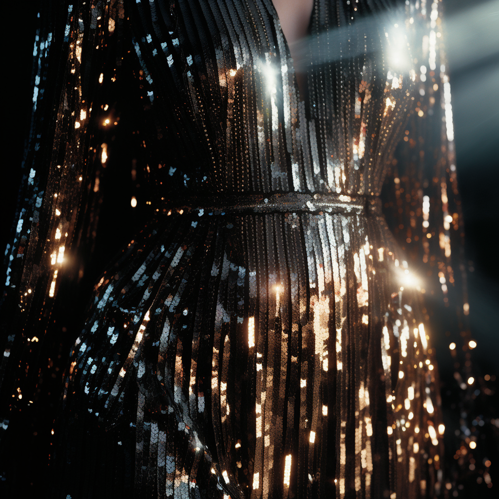 4. Shining sequined dress suit reflecting New Year's Eve fireworks