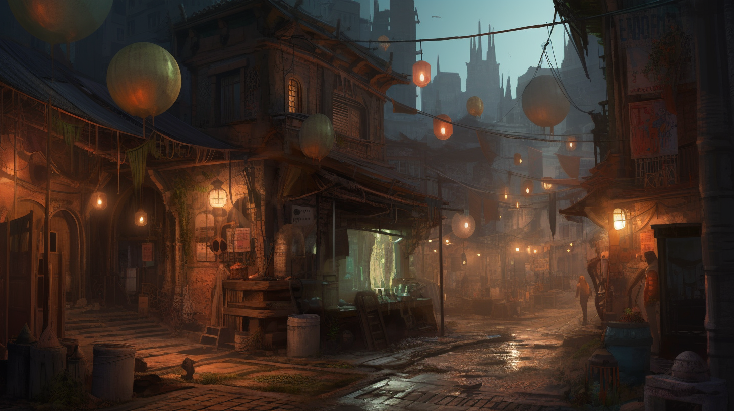 4. Desolate streets with intriguing arcane lights ?✨