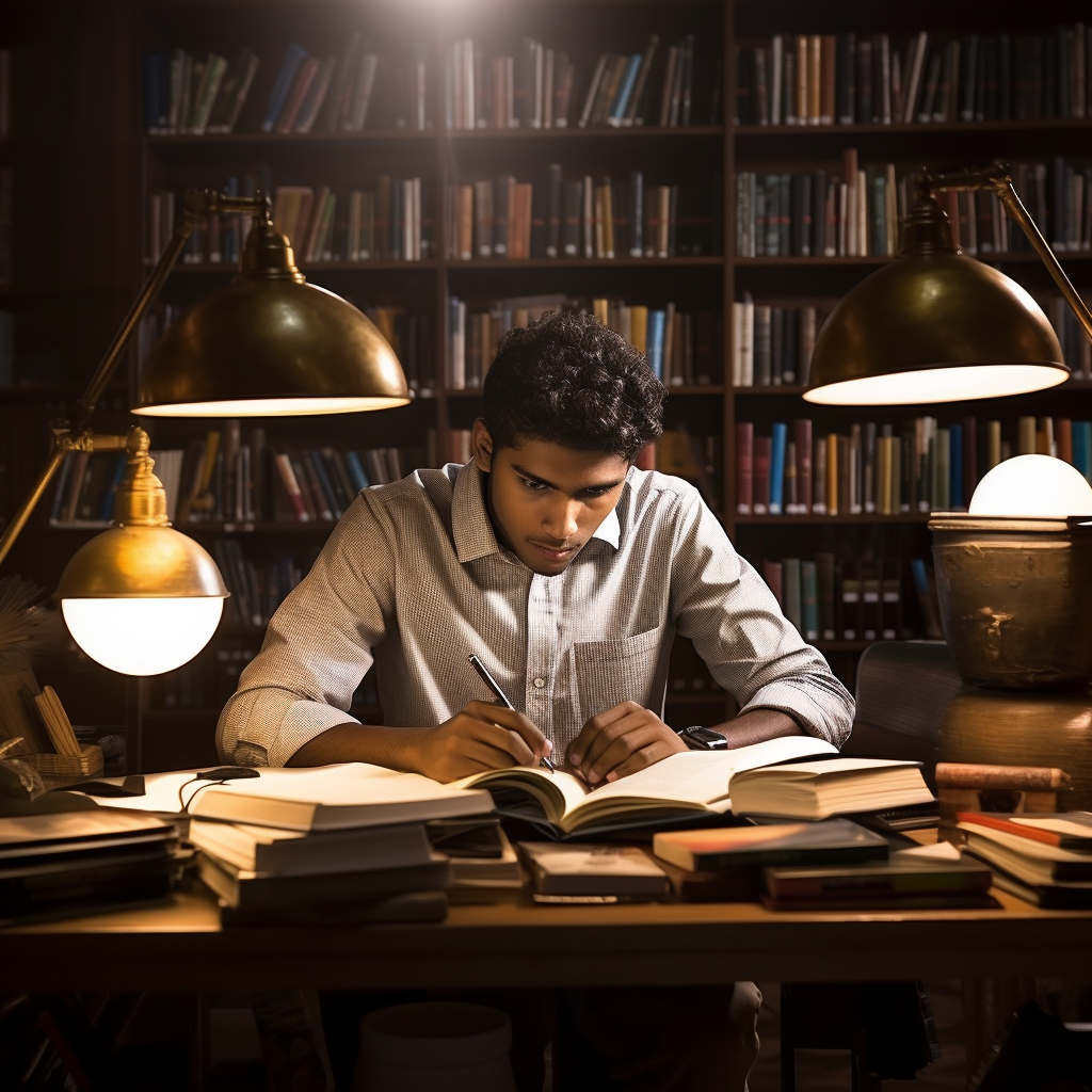 4. Studious student in well-lit library