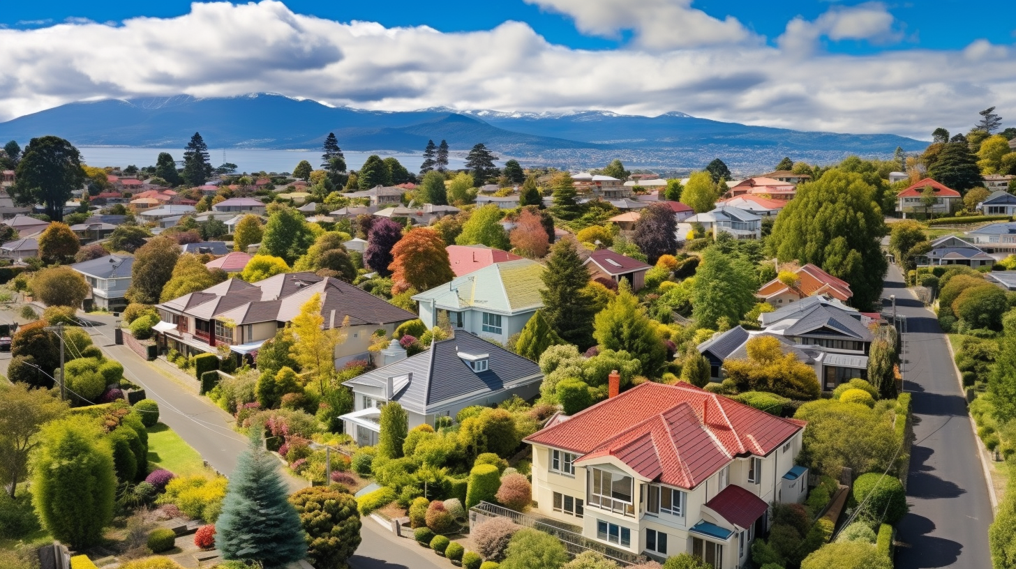 4. Aerial view of charming suburban homes with Mount Wellington backdrop