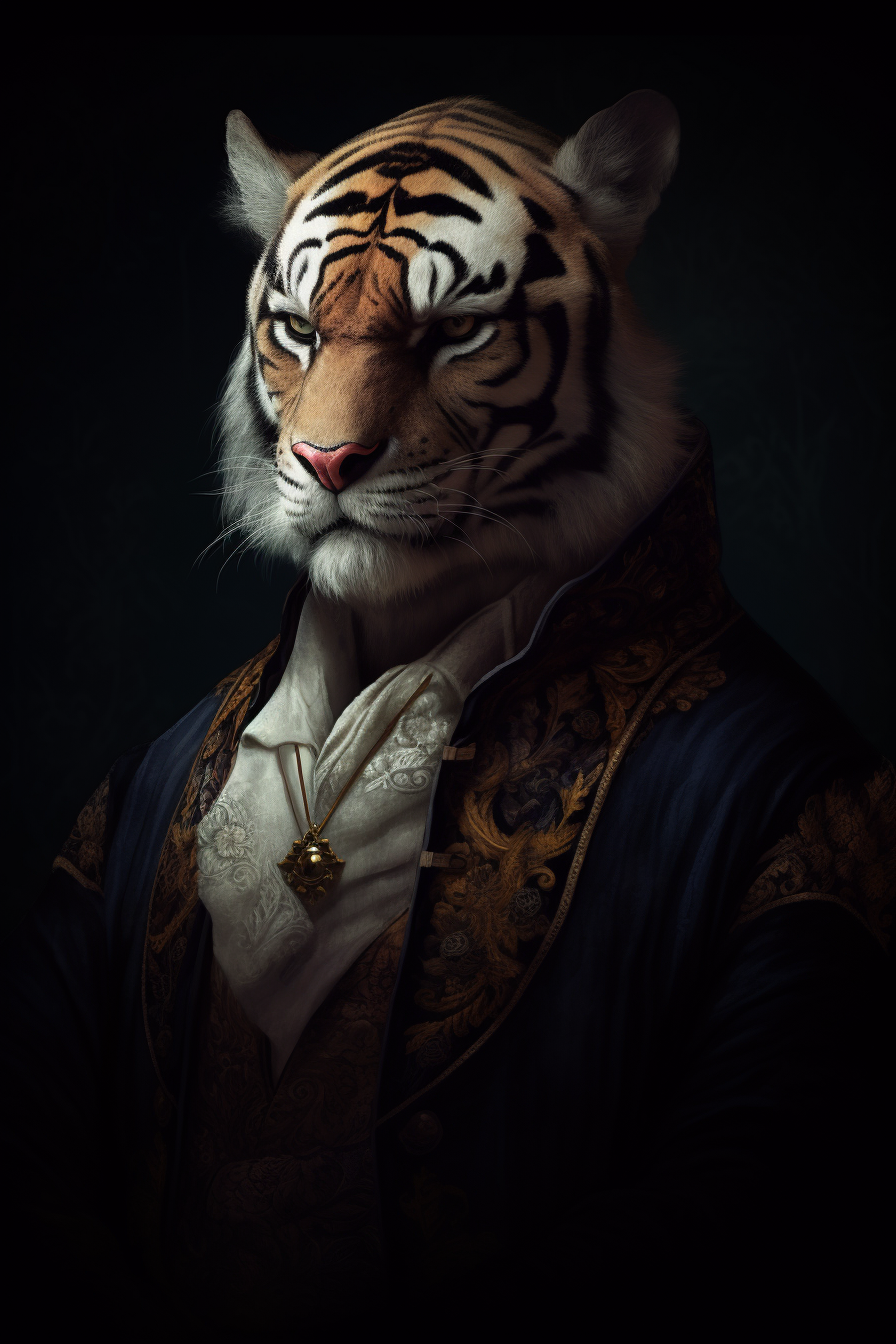 4. Dark and elegant vampire tiger in Victorian clothes