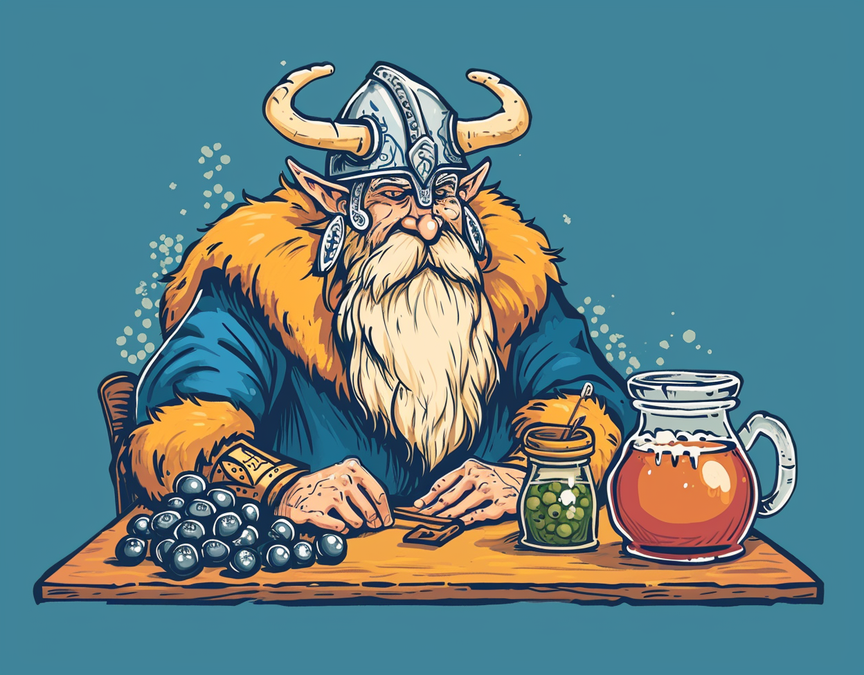 4. Viking hunched over table with mug