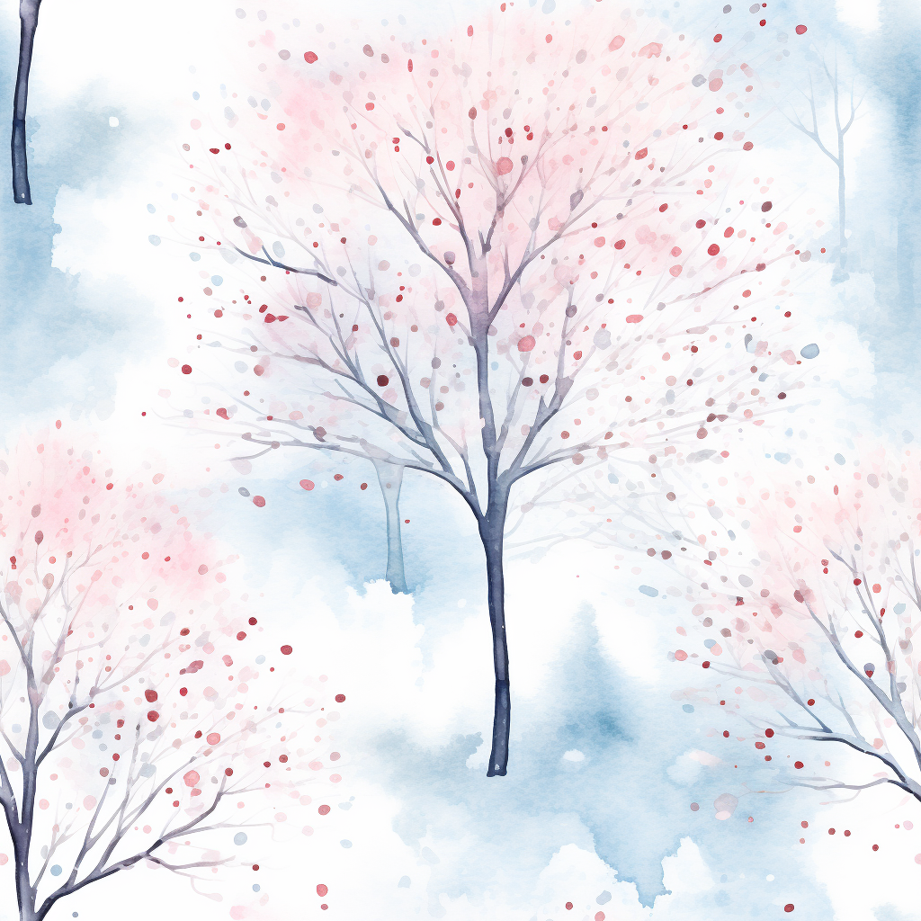 4. Winter tree pattern with watercolor effect