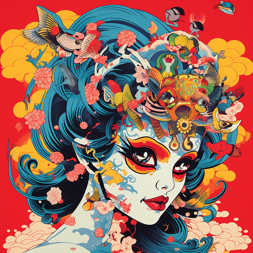 4. Eye-catching pop art yokai illustration