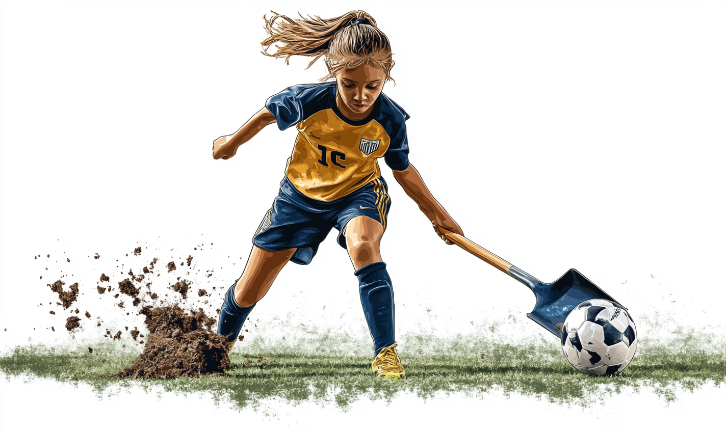 12-year-old biracial girl guarding soccer goal in action