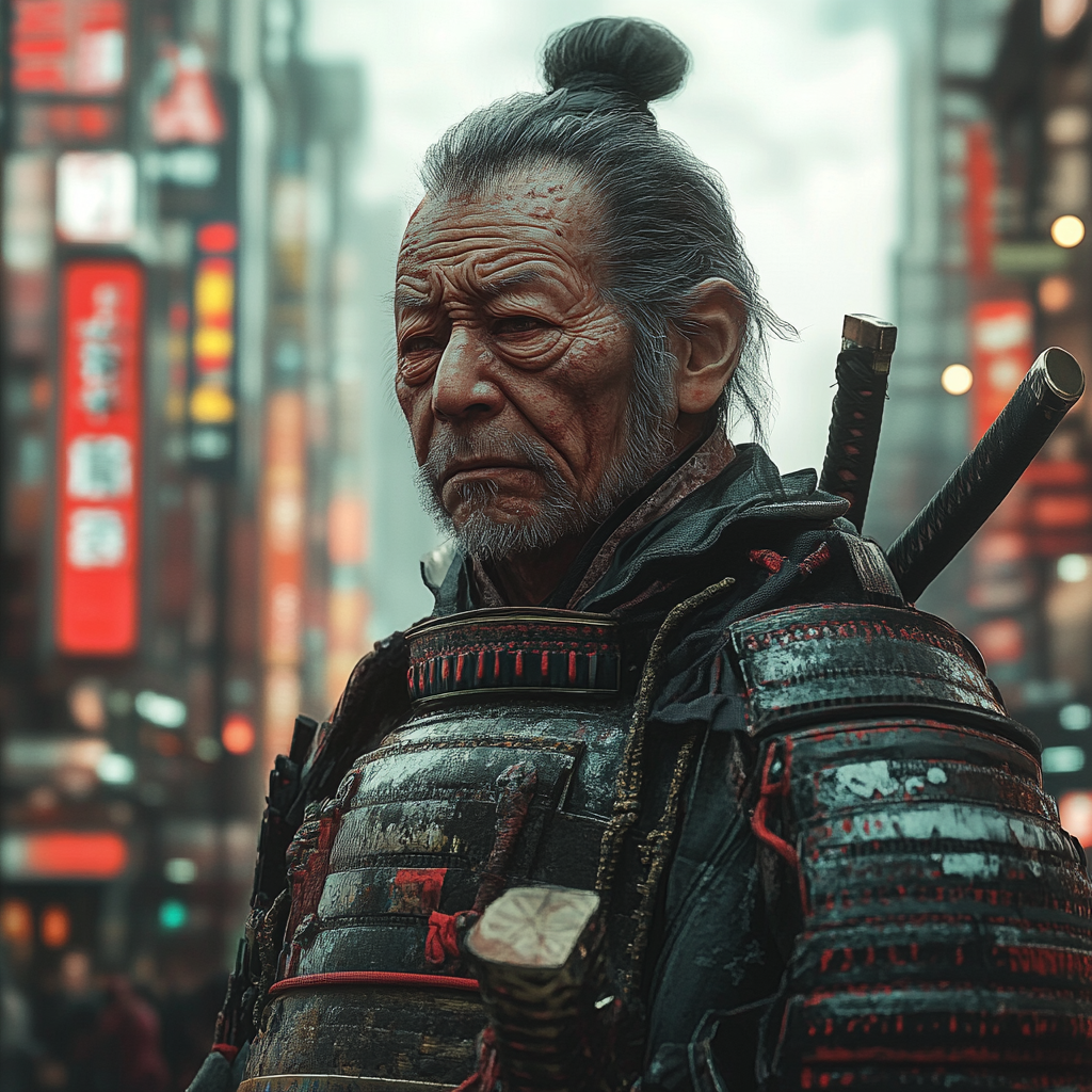 120-year-old samurai in modern Japan; ancient meets new.