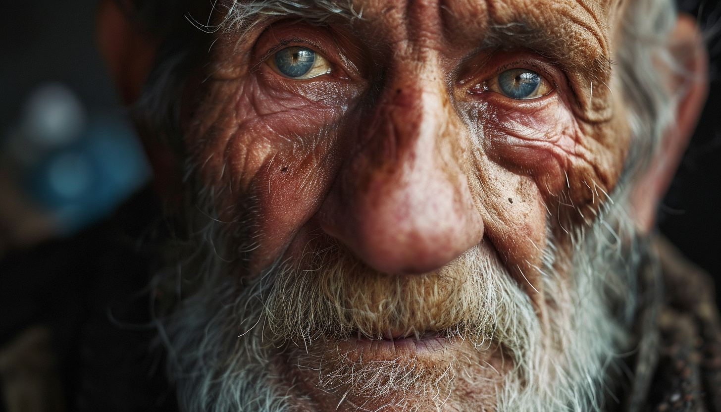 Closeup portrait of 120 year old man