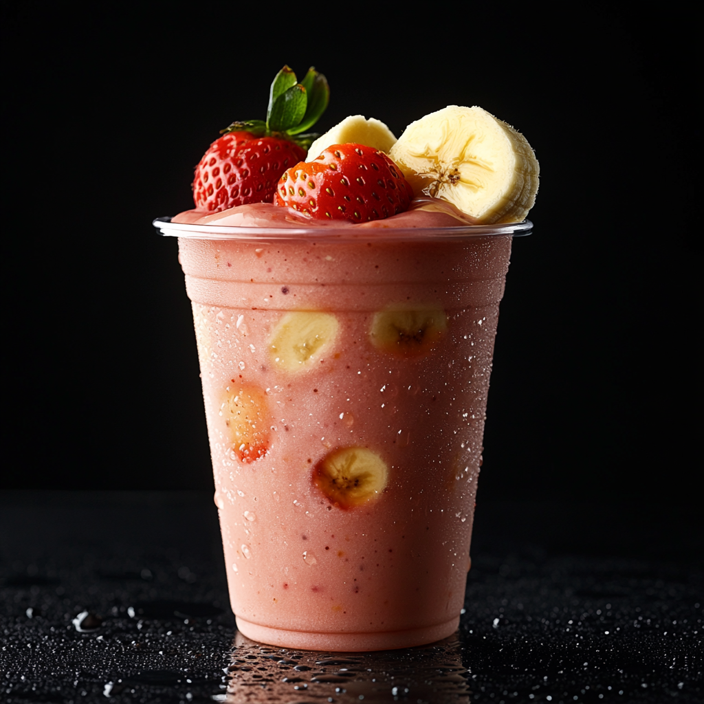 16K Hyper-Realistic Strawberry Banana Smoothie Photo 