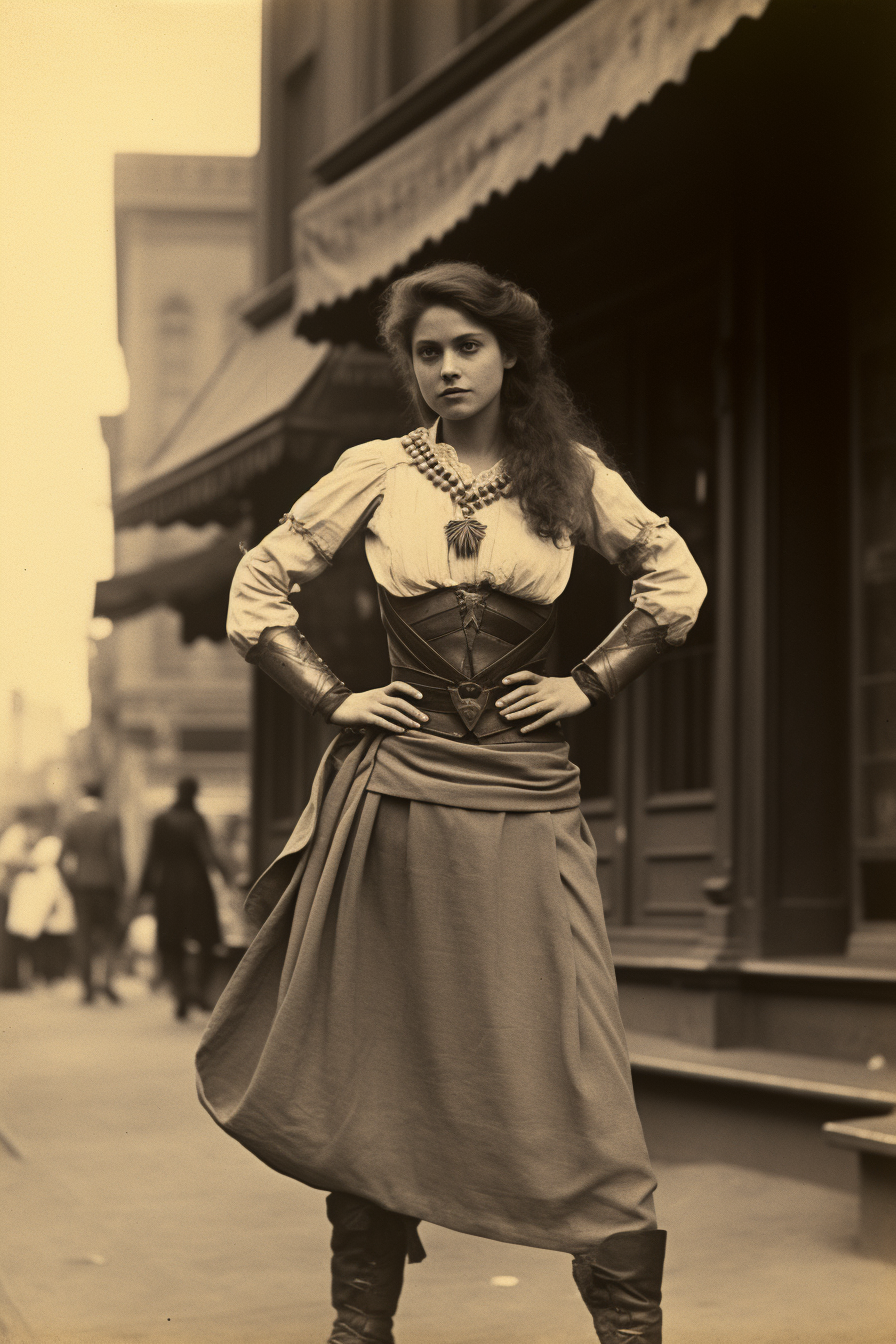 Empowered Wonder Woman posing as a Suffragette