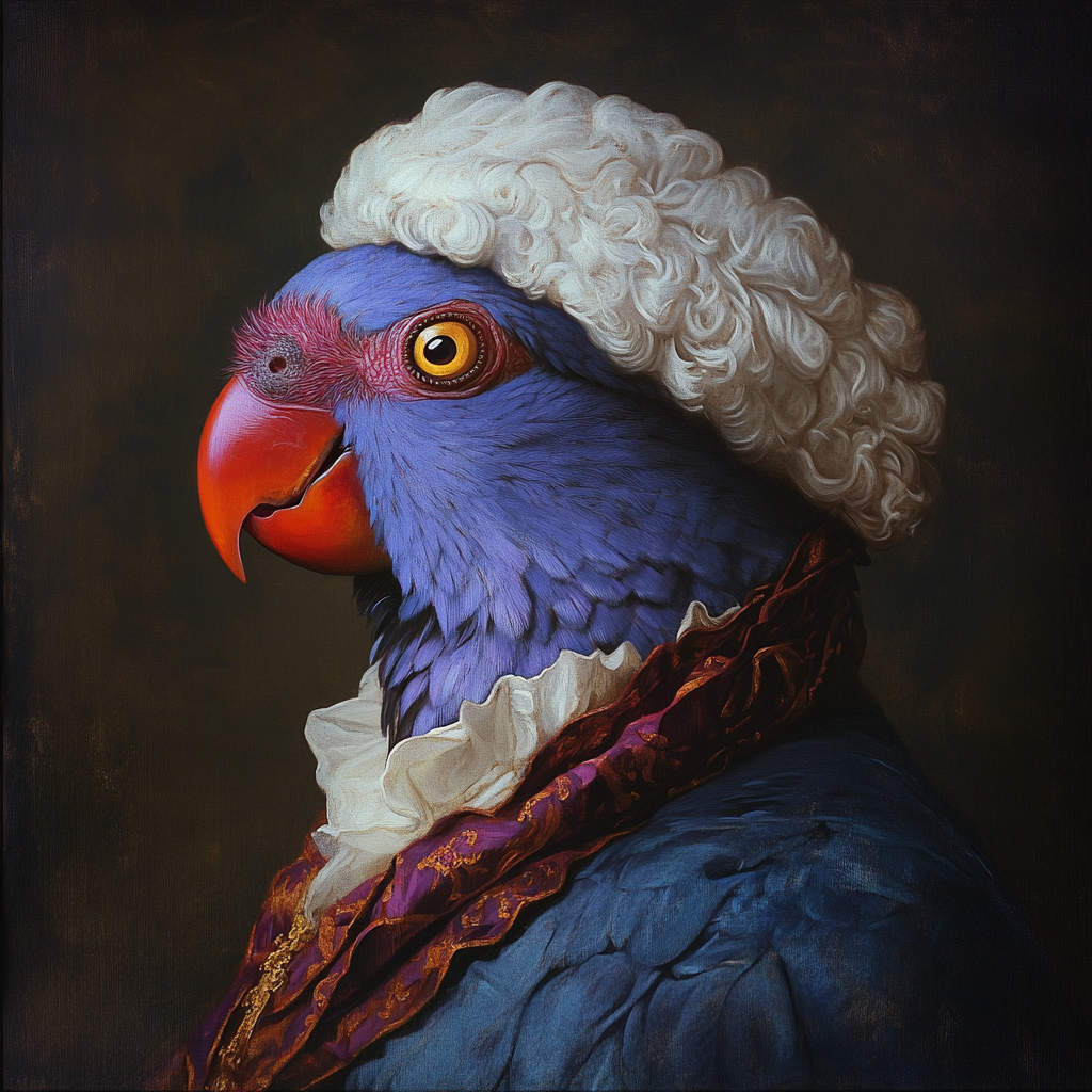 18th Century Oil Painting Portrait Human Parrot Mashup 