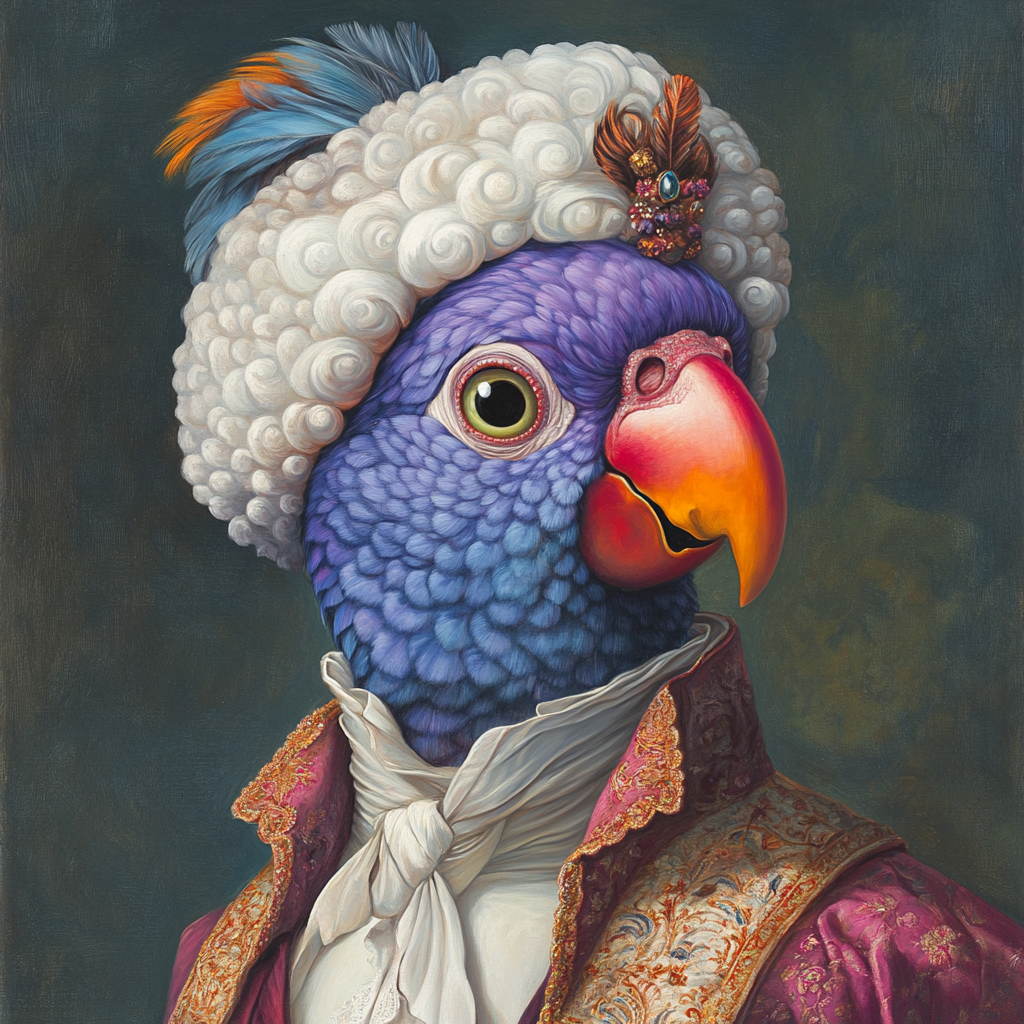 18th Century Portrait: Human with Parrot Head 