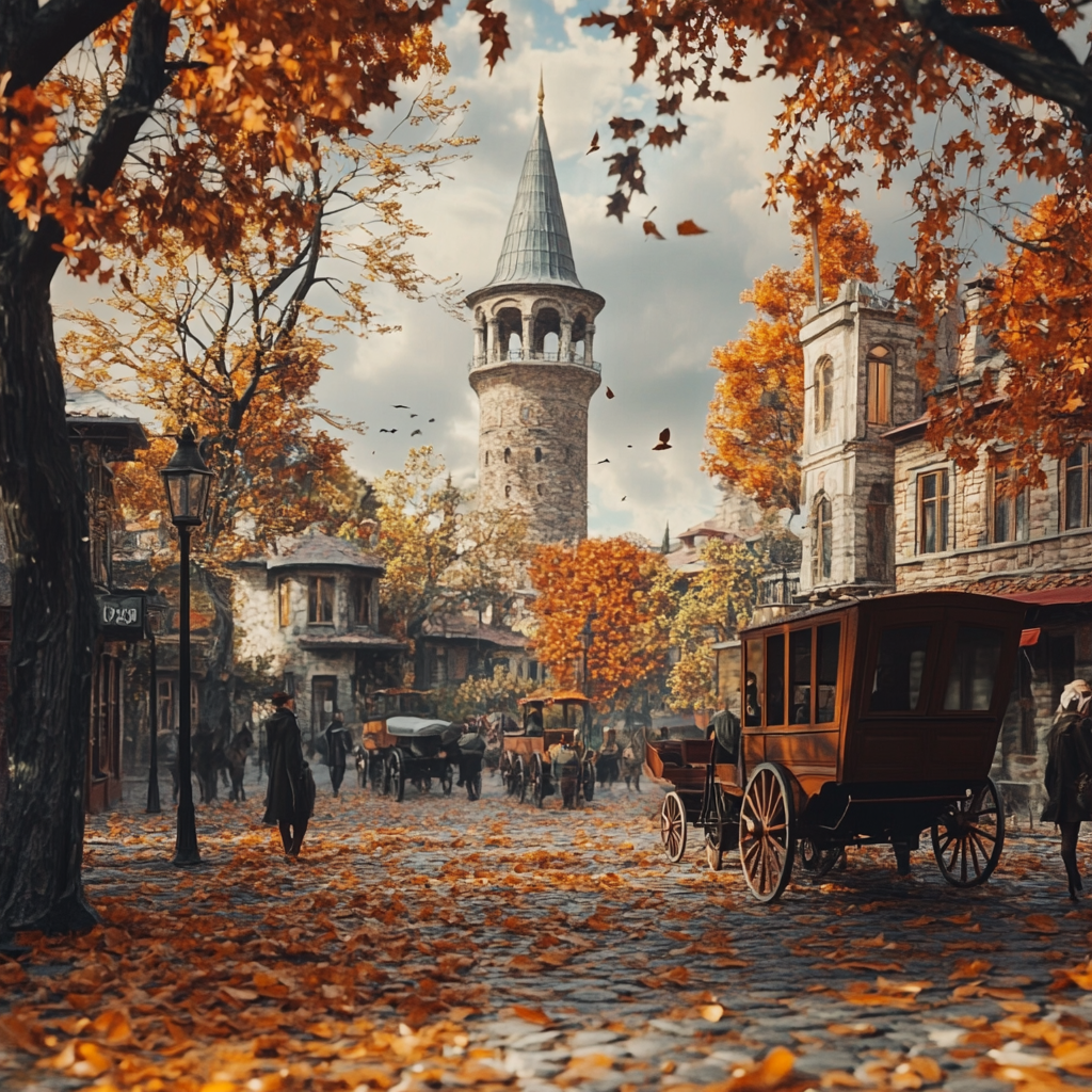 1900s Istanbul: Realistic Photographic Background with Clock Tower