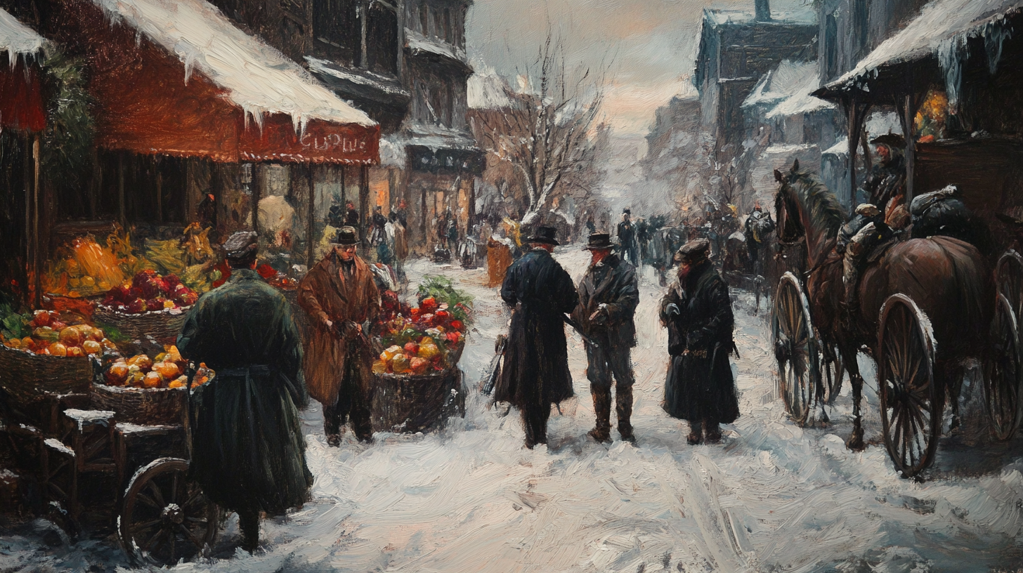 1905 Little Italy Fruit Vendor in Winter