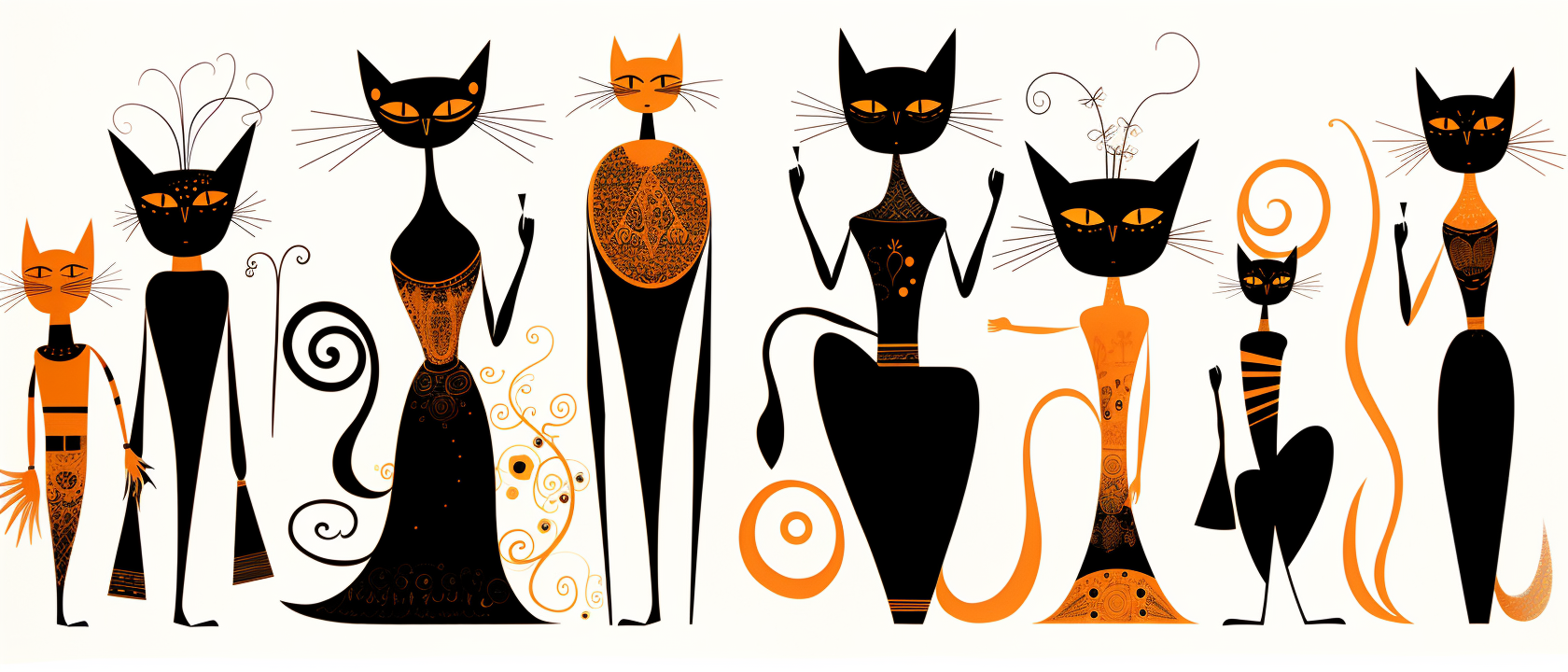 Whimsical 1920s Halloween Cat Design