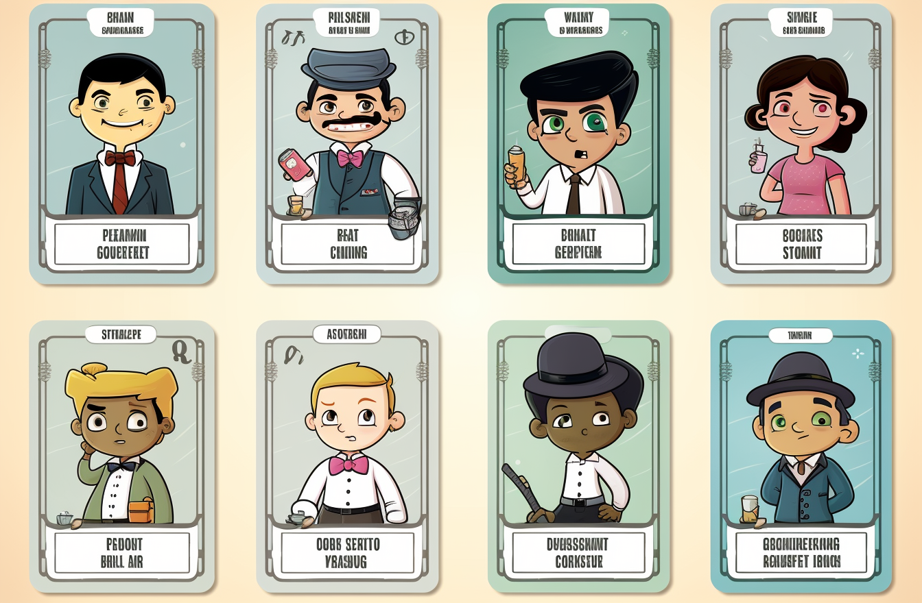 Cute mob characters with various jobs in the 1920s