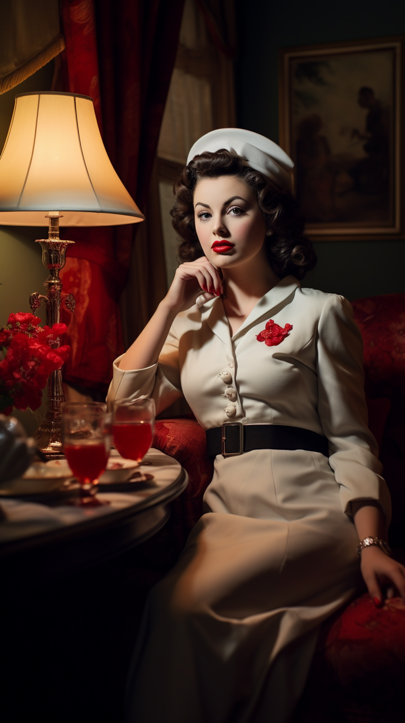 Fashionable costumes at a 1940s party