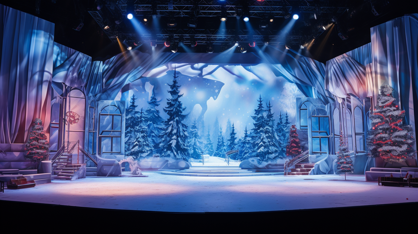 Colorful Stage Design for 1950s Christmas Concert