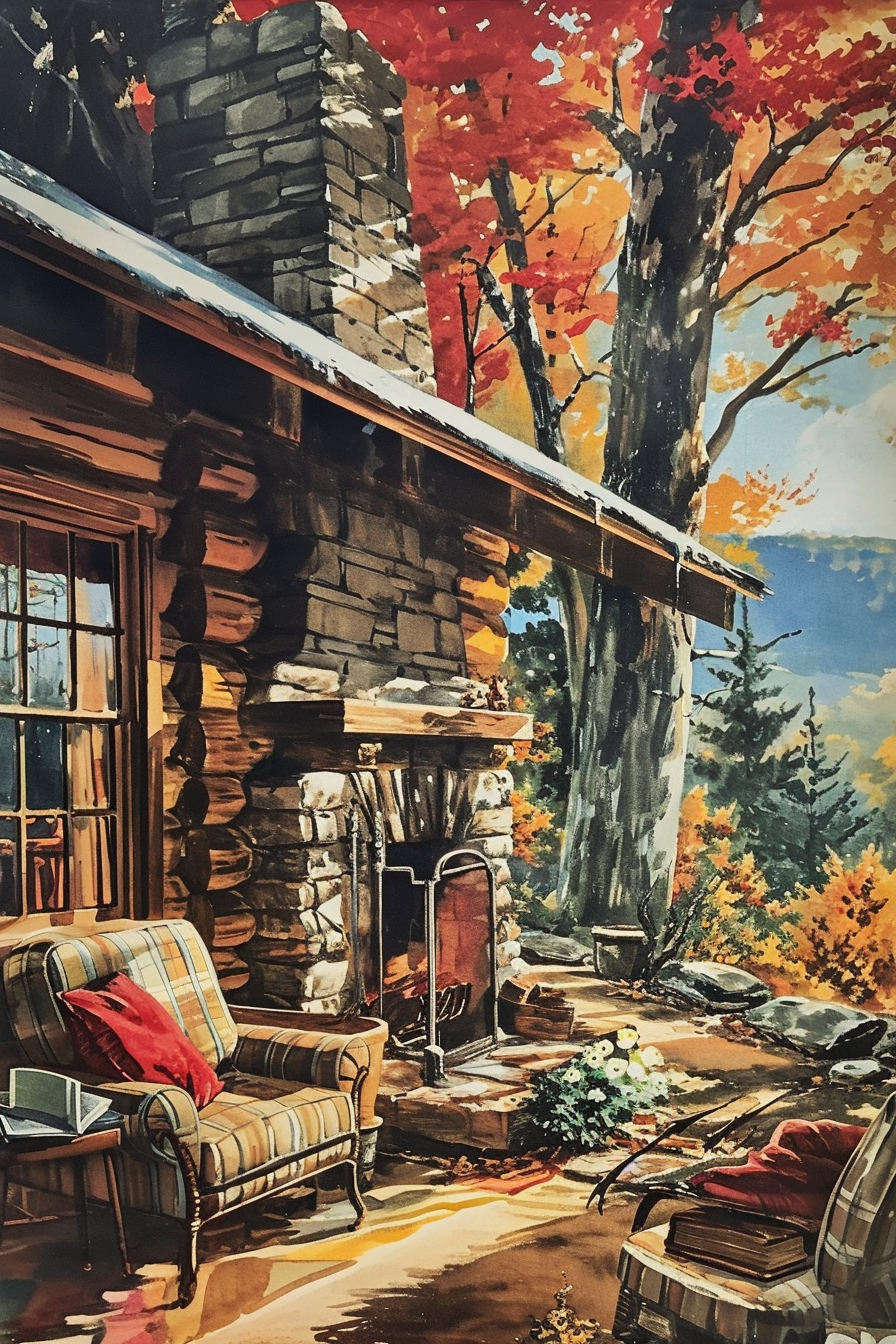 1950s magazine log cabin advertisement