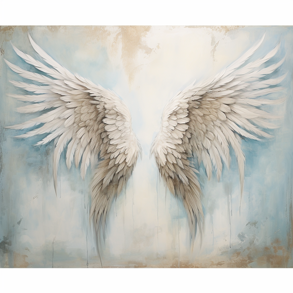 1950s retro painting with angels wings