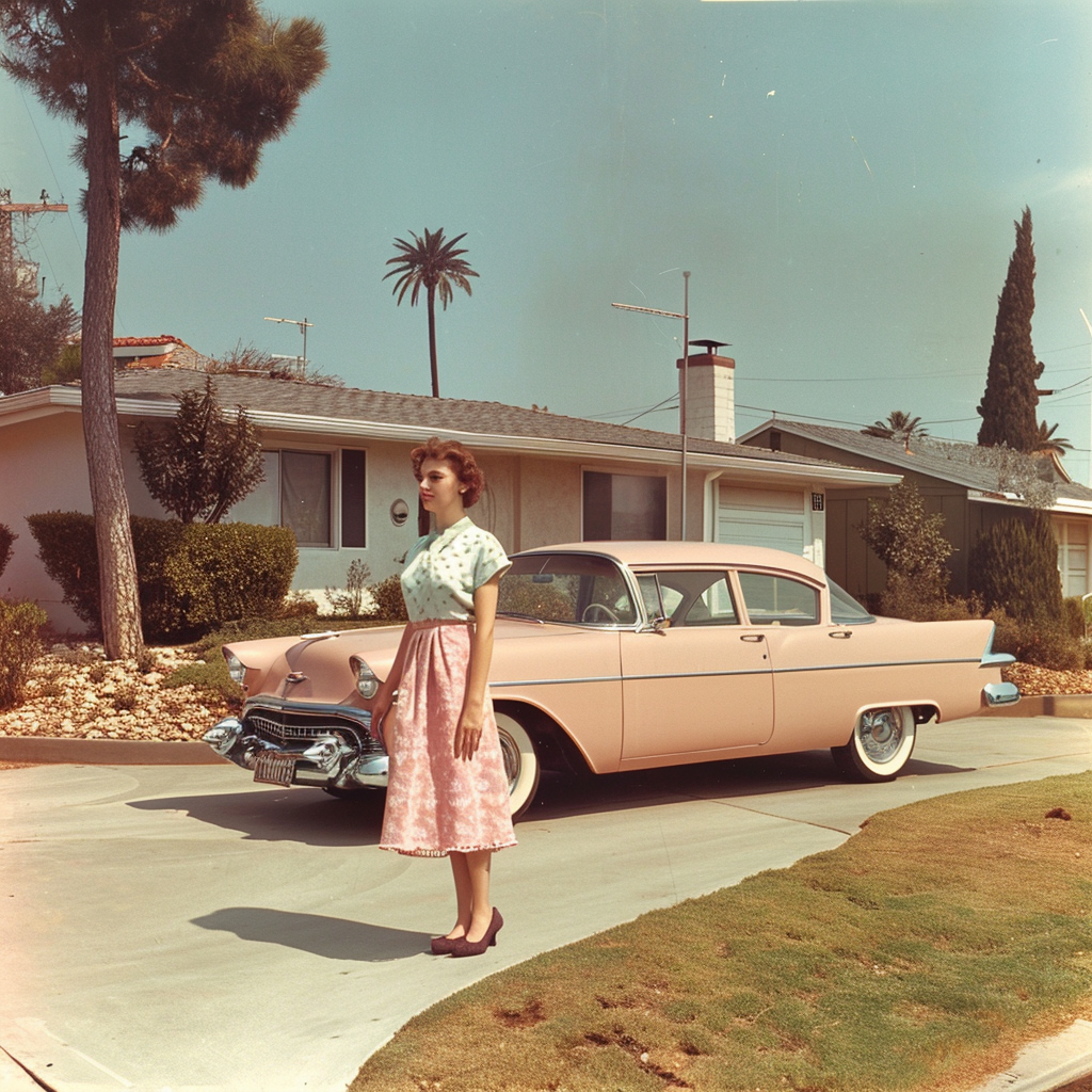 1950s suburbia woman vintage photo