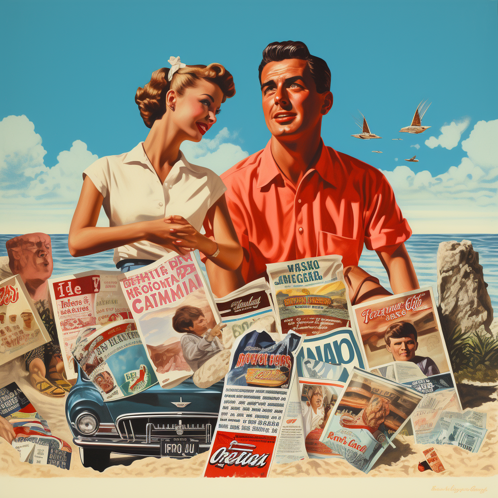 Summer vacation advertising prints from the 1950s