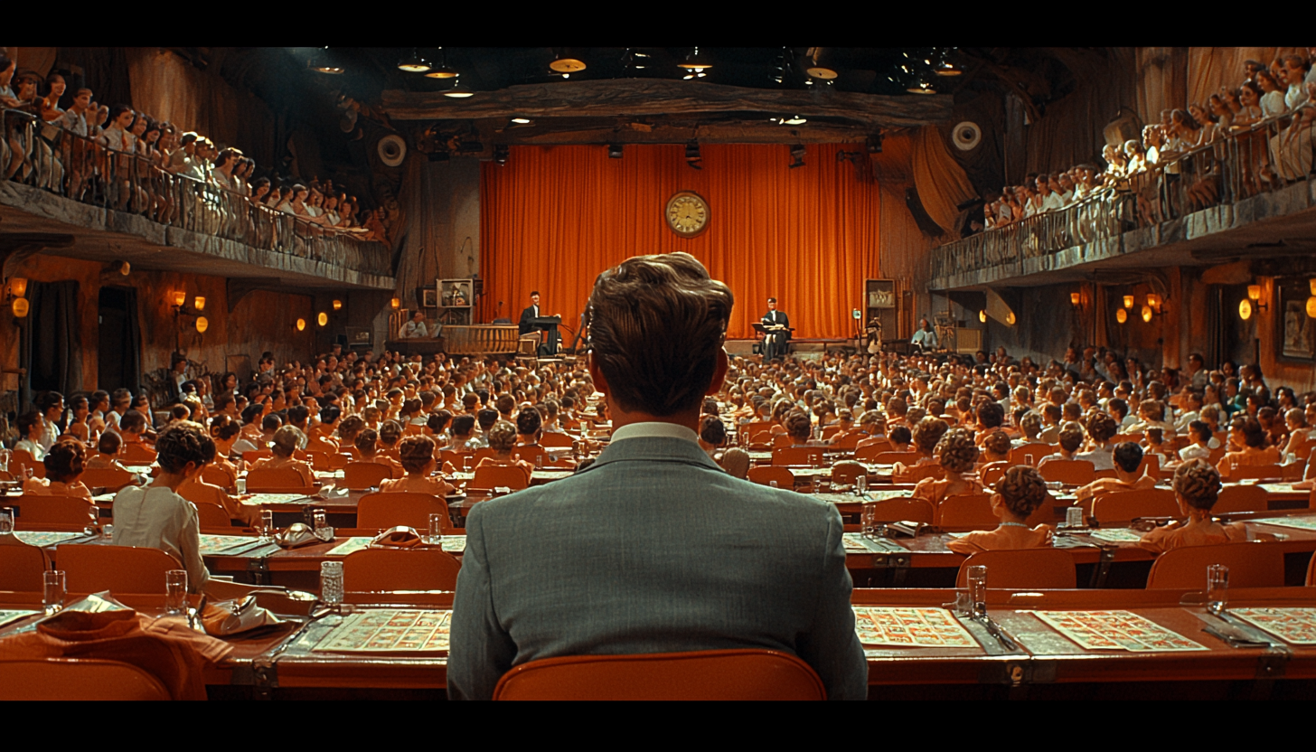 1960s Bingo Hall Filled with Men and Women