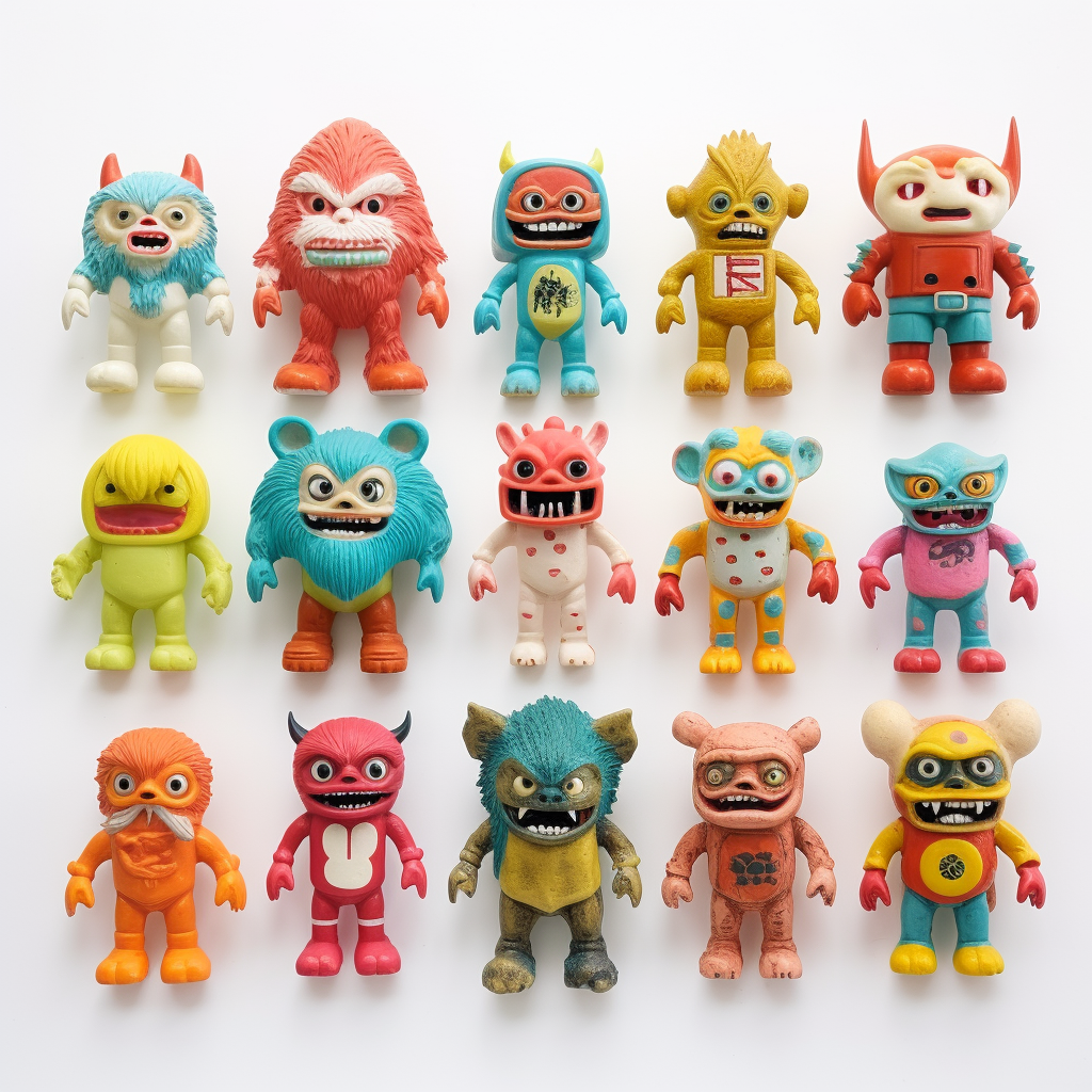 1960s Japanese bootleg toy monster characters, injection molded plastic