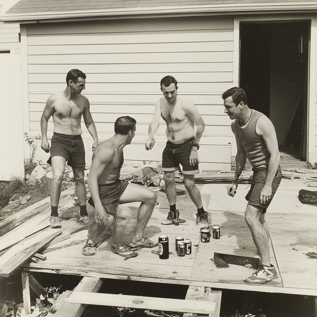 1960s Men Building Deck, Looks Bound to Fail