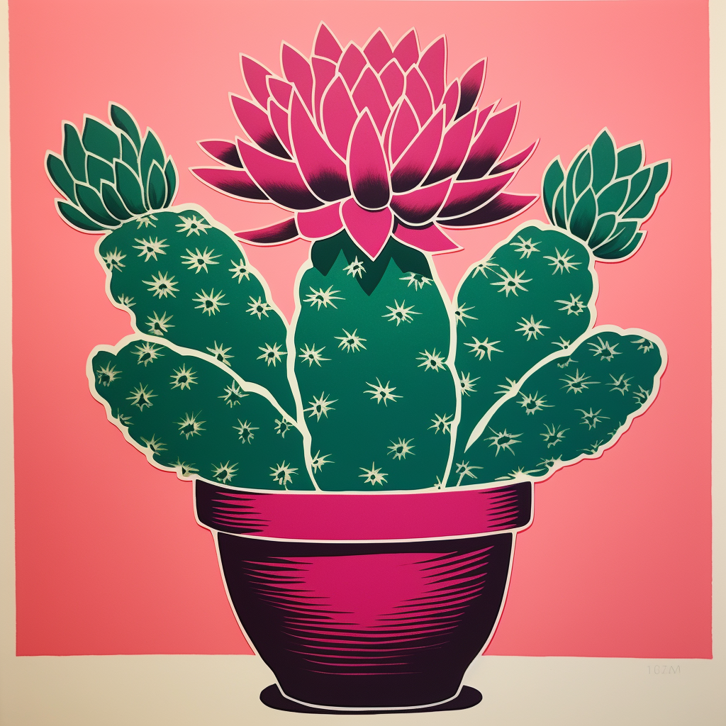 Vintage art deco cactus poster