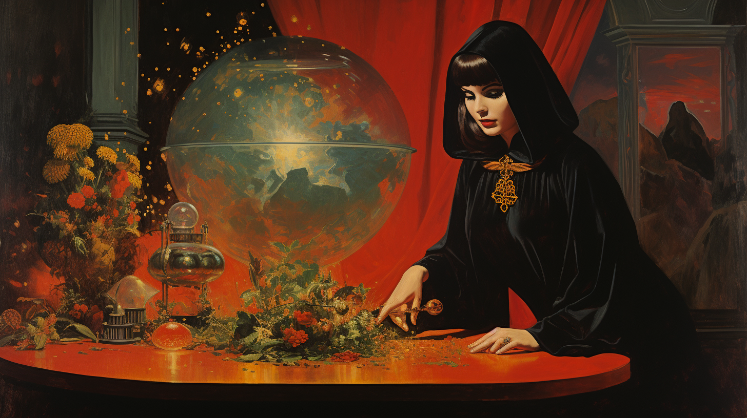 Elegant 1960s Black Magic Art