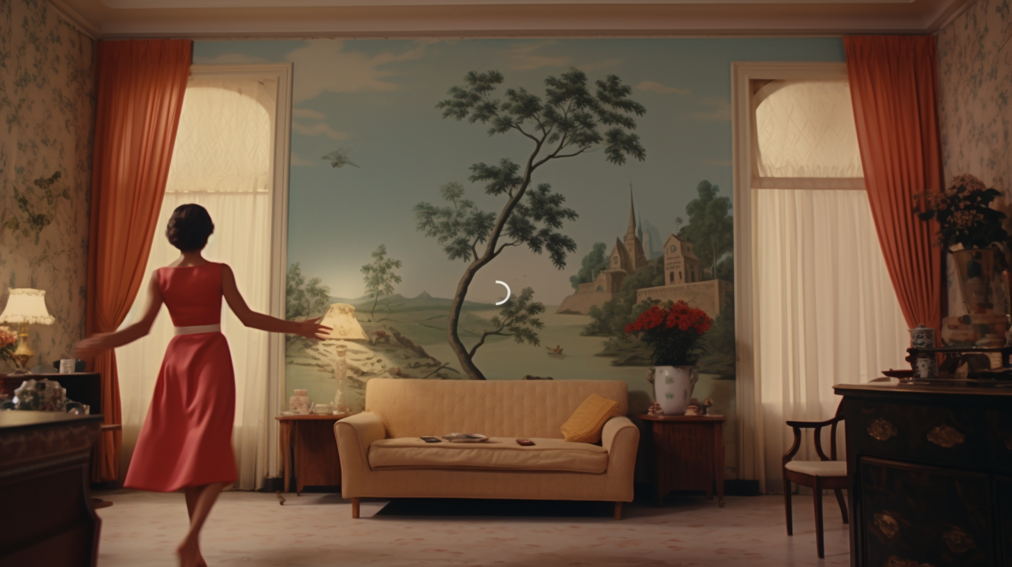 Woman dancing in 1960s living room