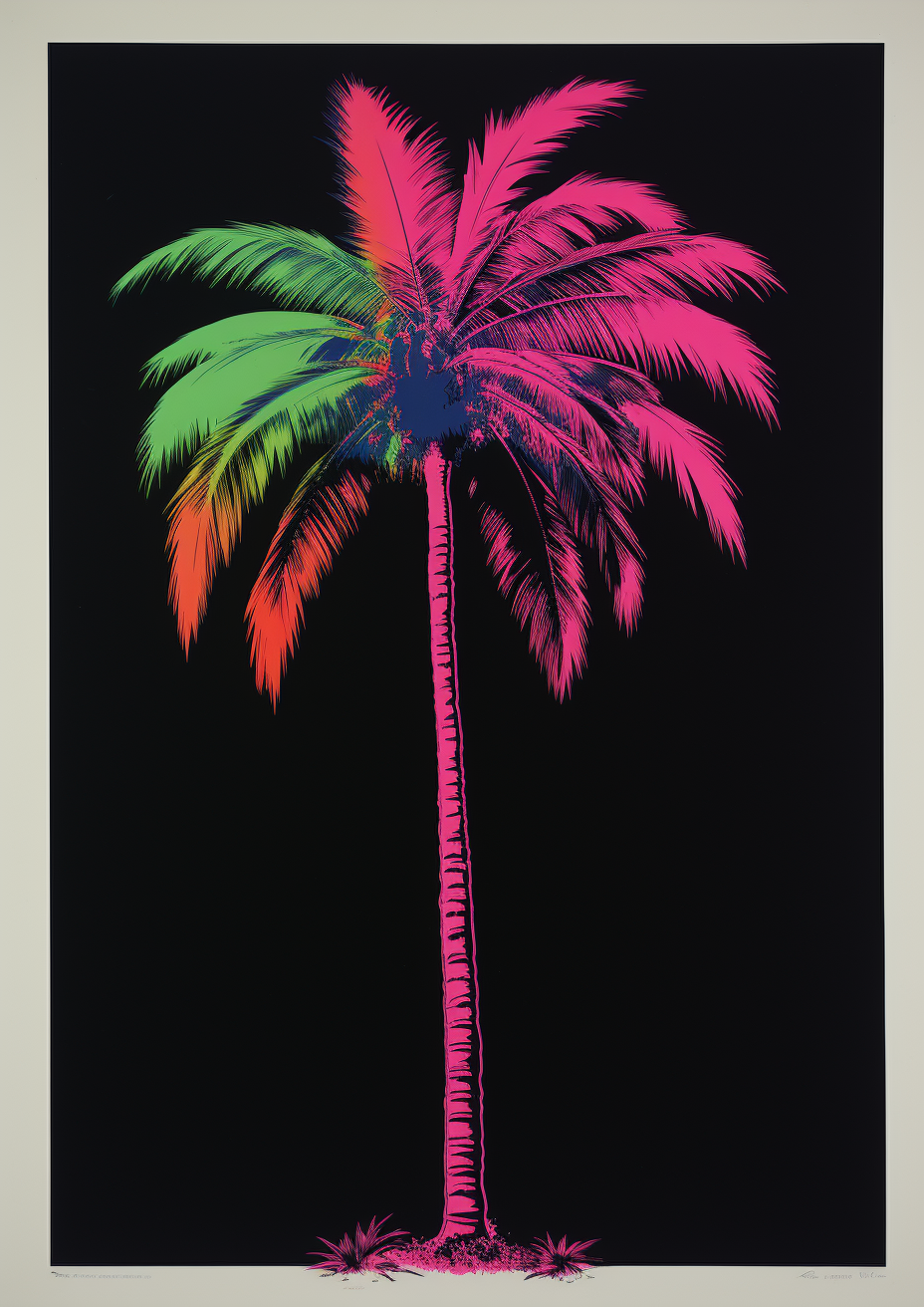 Minimalist palm tree flamingo print