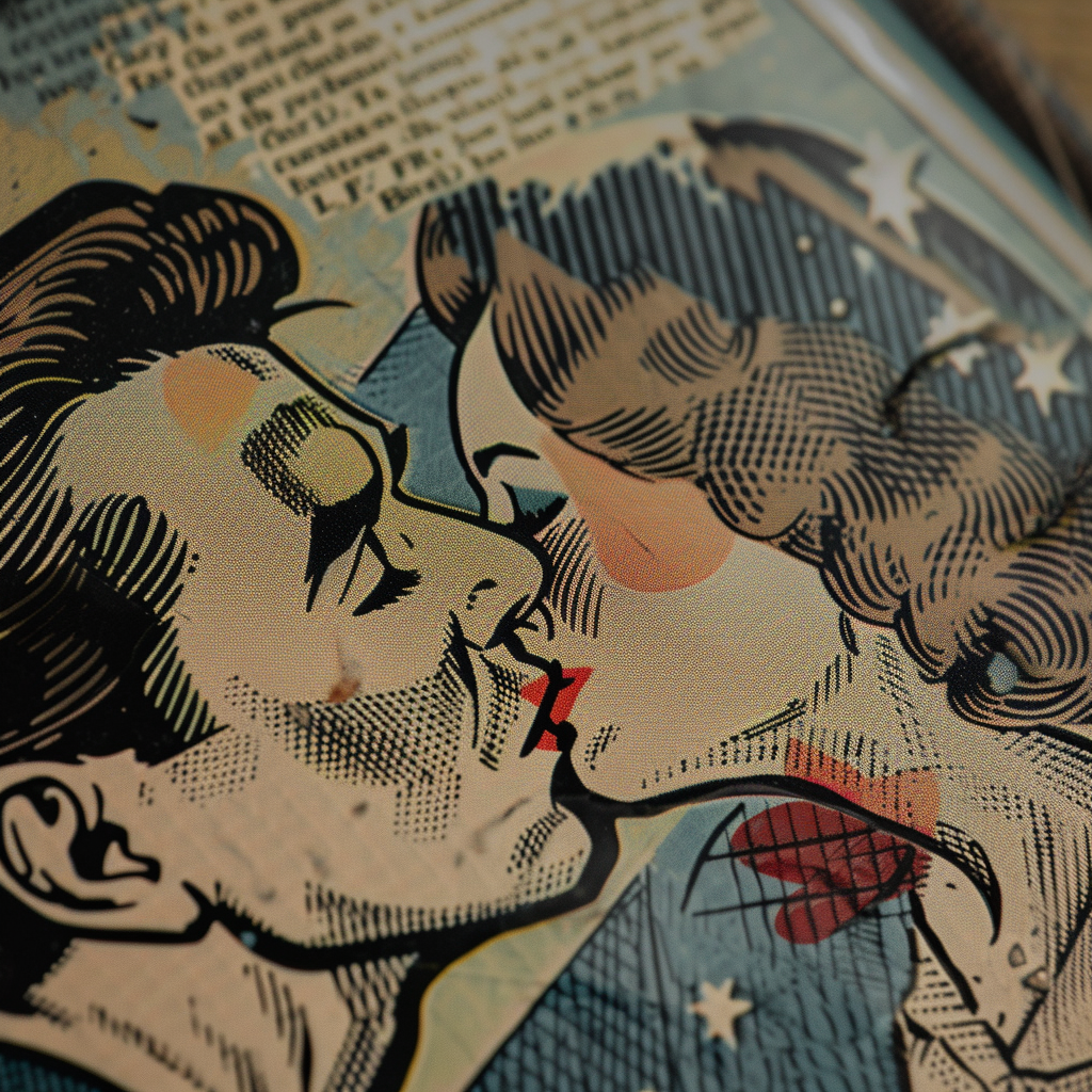 Untarnished 1960s Newspaper Comic Strip Kissing