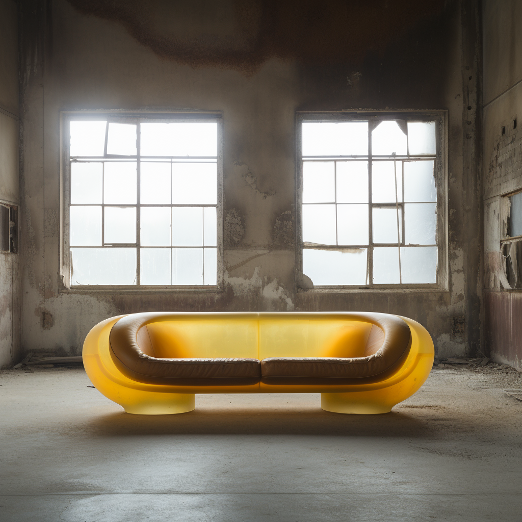 Vintage spaceage resin sofa in concrete space