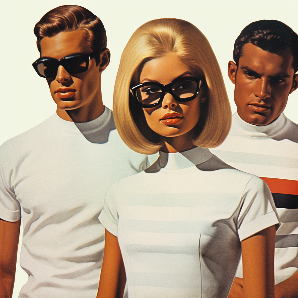 Classic white tee shirts from the 1960s