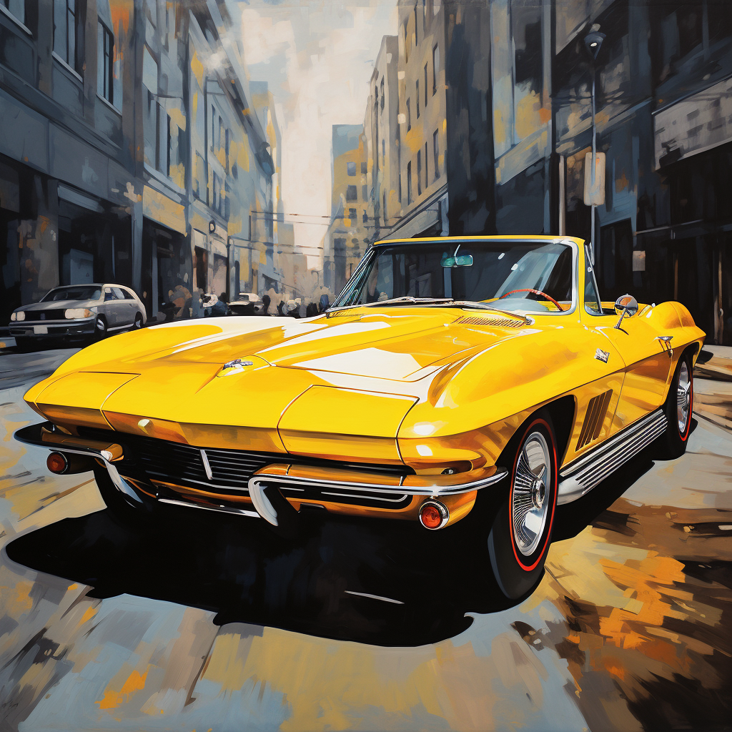 Yellow 1965 Corvette Adventure Painting