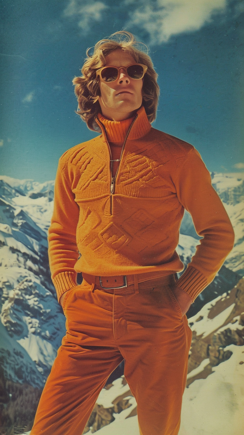 Cheesy man in 1970s fashion