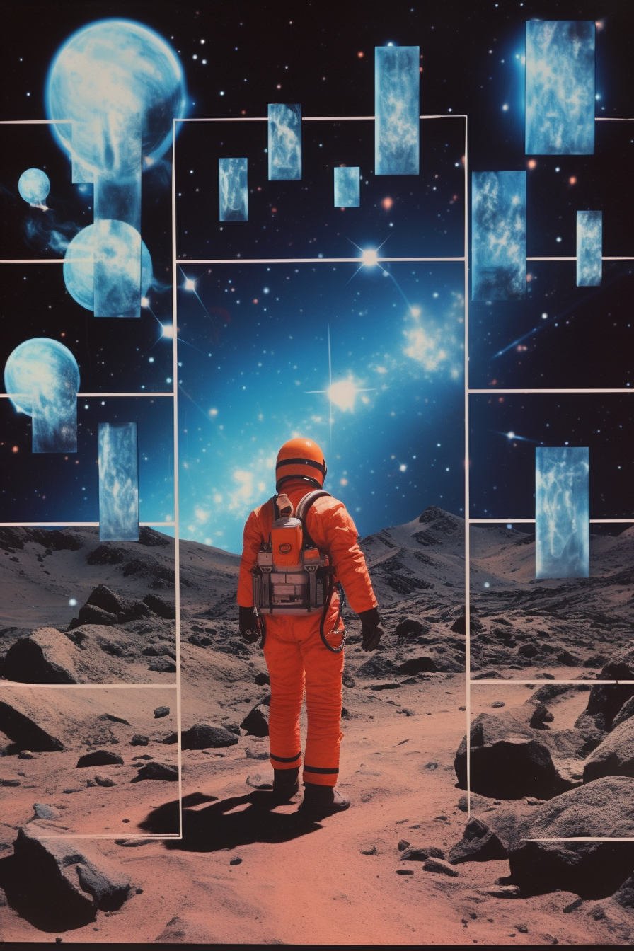 Vintage 1970s Holography Landscape Astronaut Tarot Card