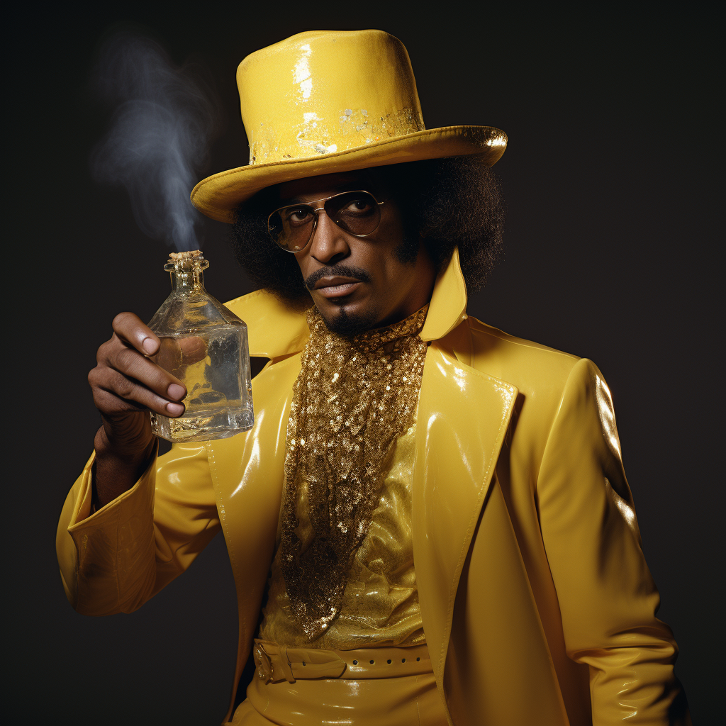 1970s pimp with golden vial