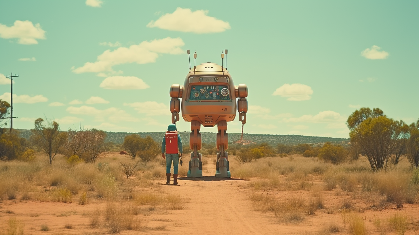 Robot walking in the Australian outback